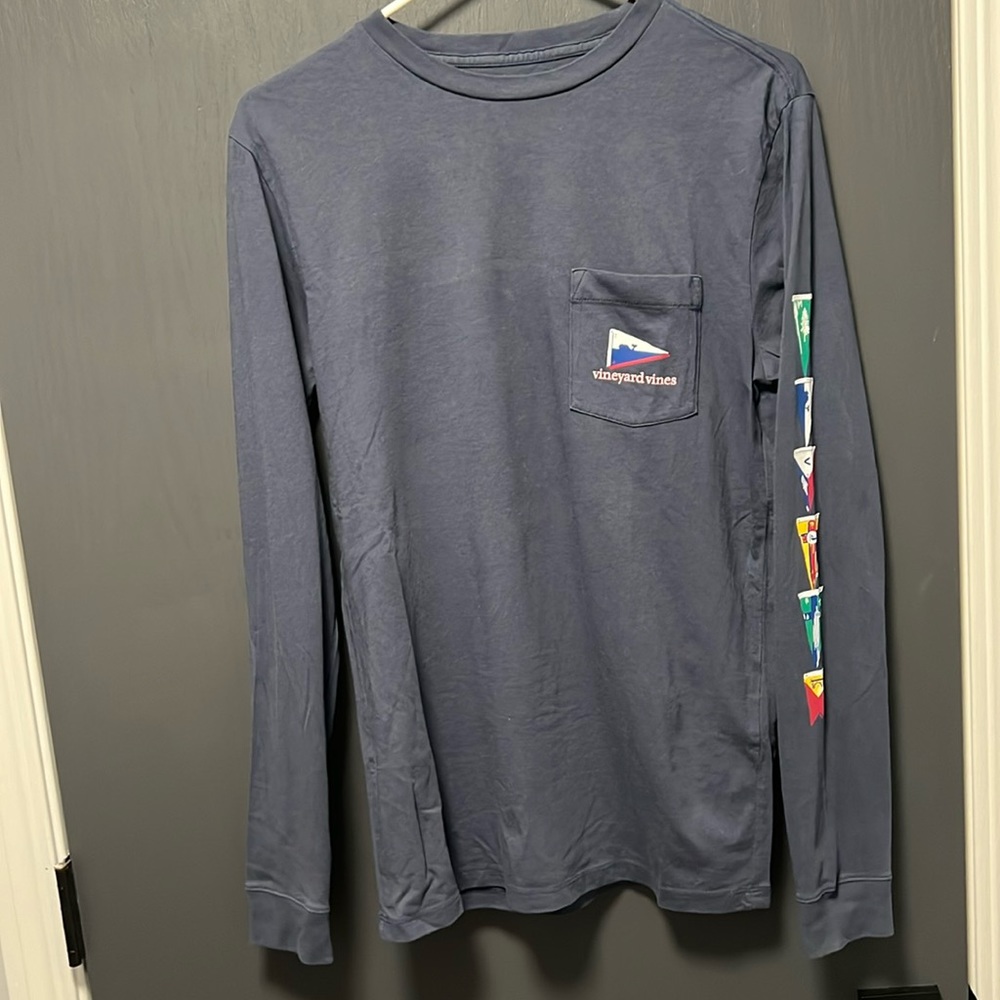 Vineyard Vines Blue Boating Flags Long Sleeve Tee